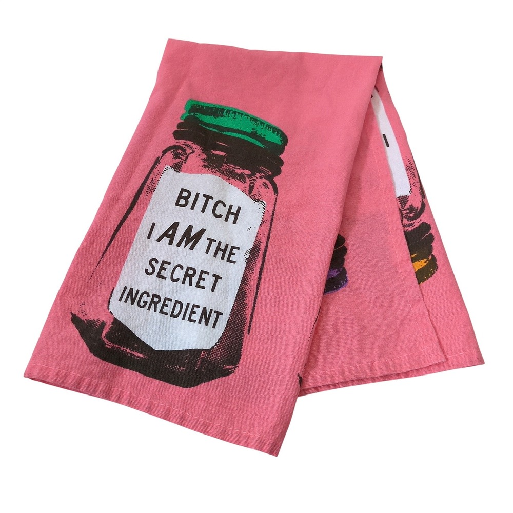 Blue Q Tea Towel Bit** I Am The Secret Ingredient Pink Cotton Dish Cloth Funny